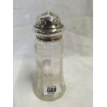 GLASS & SILVER SUGAR CASTER