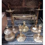 QTY OF BRASS CANDLESTICKS INCL; CHAMBER STICK,