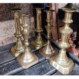 5 BRASS CANDLESTICKS