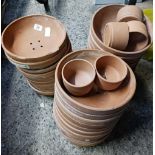 QTY OF EARTHENWARE ROUND PIGEON FEEDER TROUGHS,