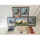 6 PICTURES OF PIGEON RACING WINNERS PRESENTATION PLATE,