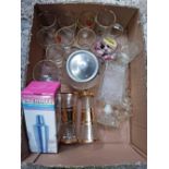 CARTON WITH MISC GILT RIM GLASSWARE,