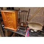 WOODEN JEWELLERY CHEST WITH CONTENTS,