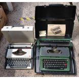 SILVER REED 500 PORTABLE TYPEWRITER & AN OLYMPIA TRAVELLER DELUX TYPEWRITER,