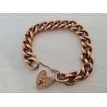 9ct ROSE GOLD LINK BRACELET WITH HEART CLASP, 18.