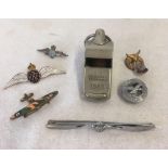 1940 HUDSON MILITARY WHISTLE & SOME WWII RAF BADGES