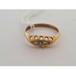 ANTIQUE 18ct BOAT SHAPED RING SET DIAMOND & SAPPHIRE (1 MISSING)