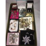 TUB WITH MISC COSTUME JEWELLERY, FINGER RINGS, EARRINGS,