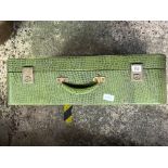 GREEN FAUX CROCODILE SKIN SUITCASE