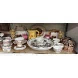 2 SHELVES OF MISC CHINA PLATES,BOWLS,