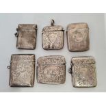 6 VARIOUS SILVER HALLMARKED VESTA CASES,