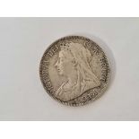 A VICTORIAN SILVER HALF CROWN 1896