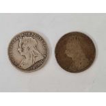 TWO VICTORIAN SILVER SHILLINGS 1891 / 1900