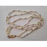 PEARL NECKLACE WITH 9ct CLASP & GOLD BEADS