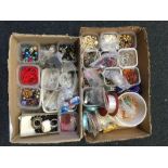 2 CARTONS OF CRAFTING BEADS, SEQUINS,