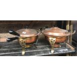 2 COPPER FONDUE DISHES WITH BURNERS