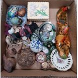 SMALL CARTON OF MISC BRIC-A-BRAC INCL; PAINTED EGGS,