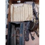 CARTON WITH MISC TOOLS, INCL; WIRE CUTTERS, BOLT CUTTERS, BRASS GREASE PUMPS,