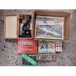 SMALL CARTON OF MISC CARD & BOARD GAMES & A BOXED JUNIOR MICROSCOPE