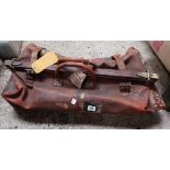 VINTAGE LEATHER TRAVEL BAG WITH LABELS A/F