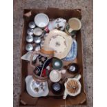 CARTON WITH MISC CHINAWARE INCL; TEA POT,