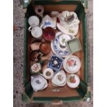 CARTON WITH MISC CHINAWARE, SMALL DISHES, CUPS,