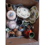 CARTON WITH MISC CHINAWARE & STUDIO POTTERY