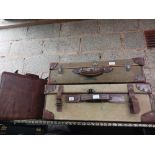 2 MILITARY STYLE CASES & A LEATHER EFFECT BRIEFCASE