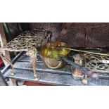 QTY OF BRASS ITEMS INCL; TRIVETS, TRAYS,