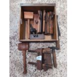 WOOD BOX WITH VINTAGE MOULDING PLANE'S,