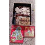 CARTON WITH VINTAGE HOOPLA GAME & GEOGRAPHY & HISTORY WOODEN JIGSAW PUZZLE