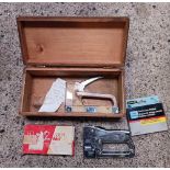 WOOD BOX WITH 2 STAPLERS & STAPLES