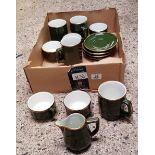 CARTON WITH GREEN / GOLD SET OF COFFEE CUPS, MUGS,