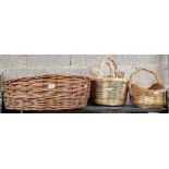 QTY OF MISC WICKER BASKETS INCL;