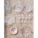 CARTON WITH MISC GLASSWARE INCL; GLASS BOWLS, DECANTER,