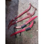 2 PAIRS OF RED PAINTED HORSE HAMES