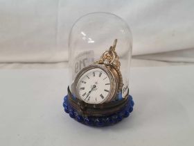 VINTAGE WATCH STAND WITH GLASS DOME,