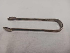 PAIR OF SILVER SUGAR TONGS