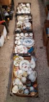 4 CARTONS OF MIXED CHINAWARE INCL; PART SETS BY ELIZABETHAN, COTTAGE ROSE, A CHEST, WINCHESTER,