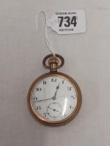 A GENTS KEYLESS POCKET WATCH IN GOLD PLATED DENNISON CASE
