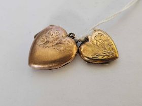 2 9ct FRONT & BACK HEART LOCKETS,