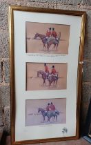 GILT FRAME WITH HUNTING PRINTS,