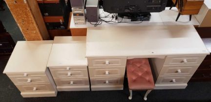 WHITE MODERN DRESSER TABLE WITH NO MIRROR & 2 MATCHING CHEST OF DRAWERS