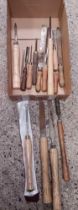 CARTON WITH MISC WOOD TURNING CHISELS,