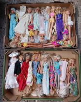 2 BOXES OF VINTAGE BARBIE DOLLS