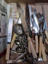 CARTON WITH SMALL QTY OF PLATED CUTLERY INCL;