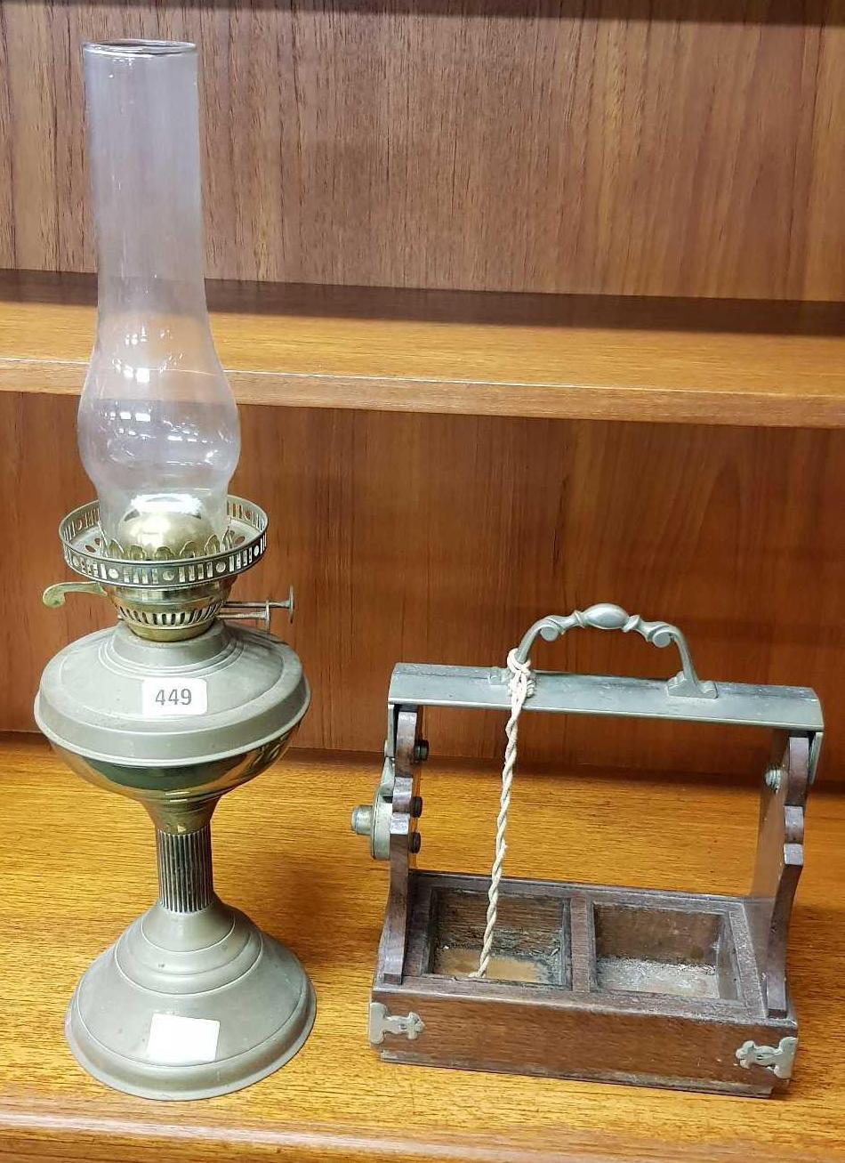 OIL LAMP & TANTALUS MINUS THE DECANTERS