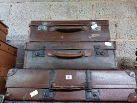 3 LEATHER TYPE SUITCASES