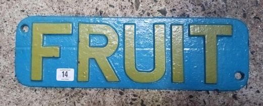 CAST IRON PLATE ADVERTISING FRUIT