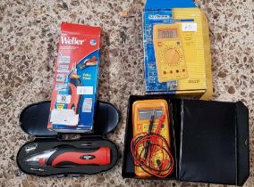 WELLER CORDLESS SOLDERING IRON & A SKYTRONIC DIGITAL MULTI TESTER